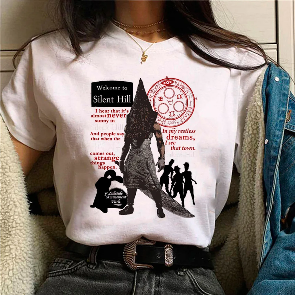 Топ Silent Hill для женщин Y2K аниме японская футболка для девочек 2000s y2k одежда