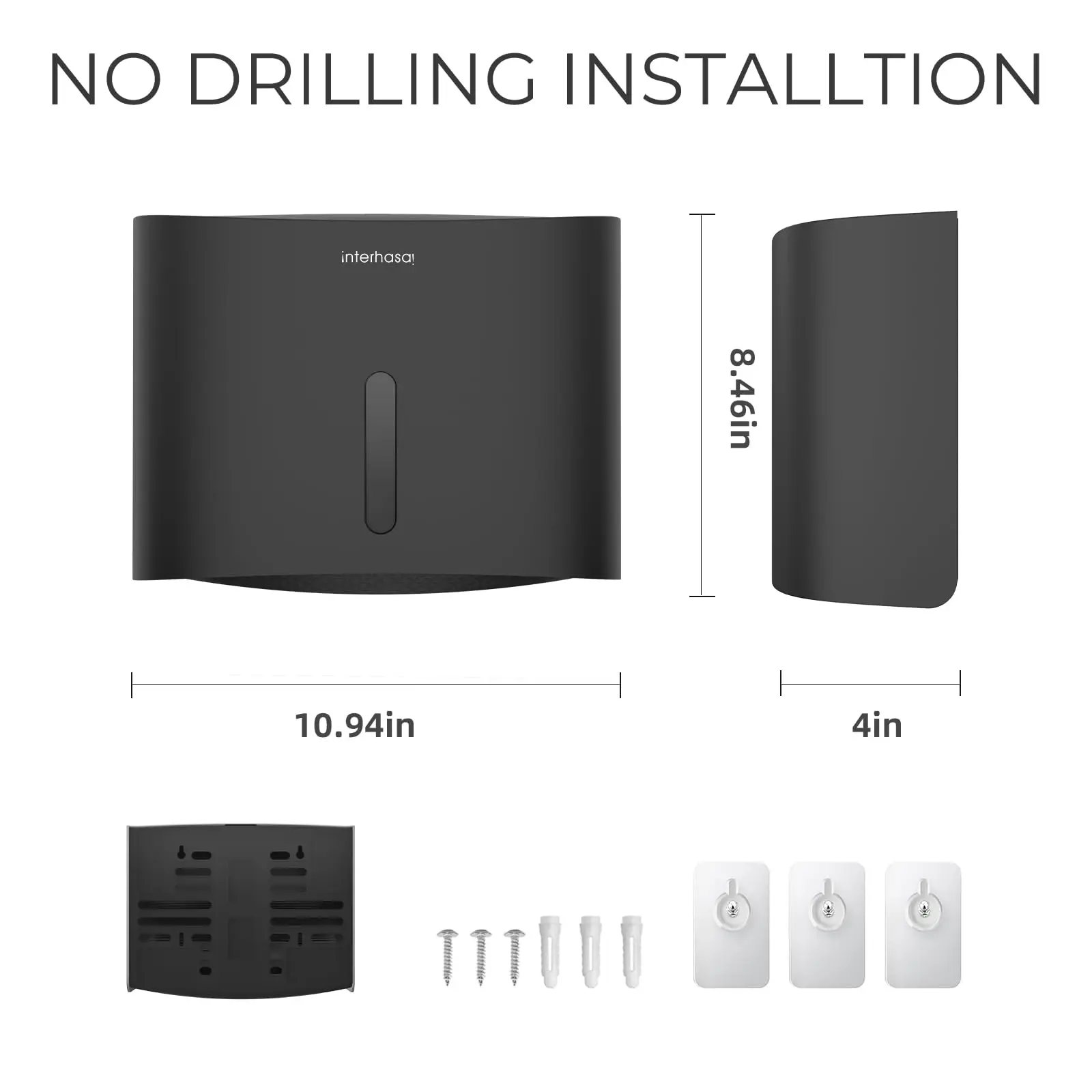 interhasa! Paper Towel Dispenser Wall Mount Adhesive No Drilling or Screws Install Multifold/Trifold/C Fold Commercial tissue dispenser paper towel rack