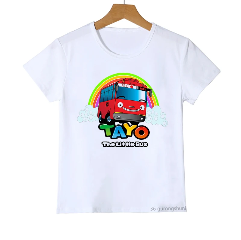2022 Fashion Children Tshirt Cute Tayo And Little Friends Car Cartoon Print Boys T-Shirt Summer Girks Shirt Toddler Tshirt Tops children's t shirt with animals	