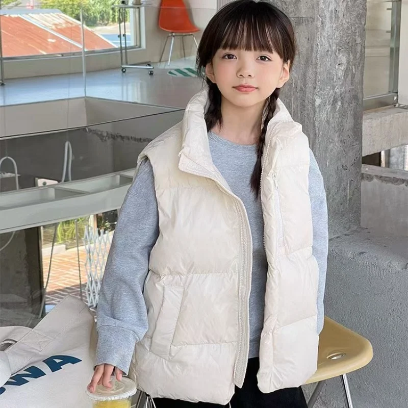 아동용 면 조끼 2025 가을 겨울 신상품 중대형 아동용 겉옷 따뜻한 조끼 90-160CM