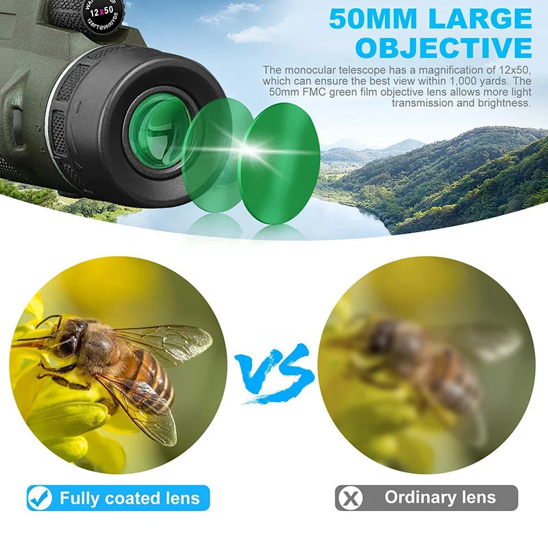 80X100 Hd Monocular Telescope 8000M Long Range Zoom Bak4 Prism Telescope with/without Tripod Phone Clip Hunting Outdoor Camping 3