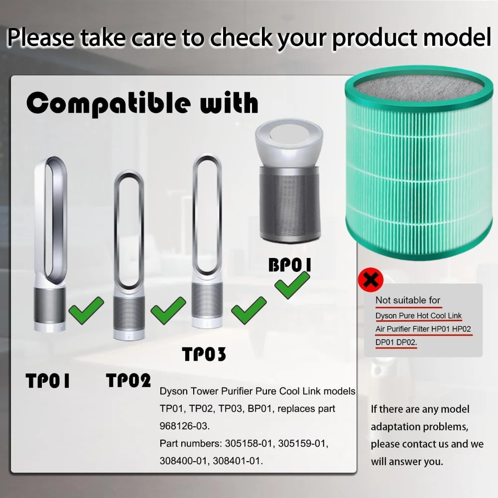 Compatible with Dyson BP01 TP00 TP01 TP02 TP03 AM11 air purifier