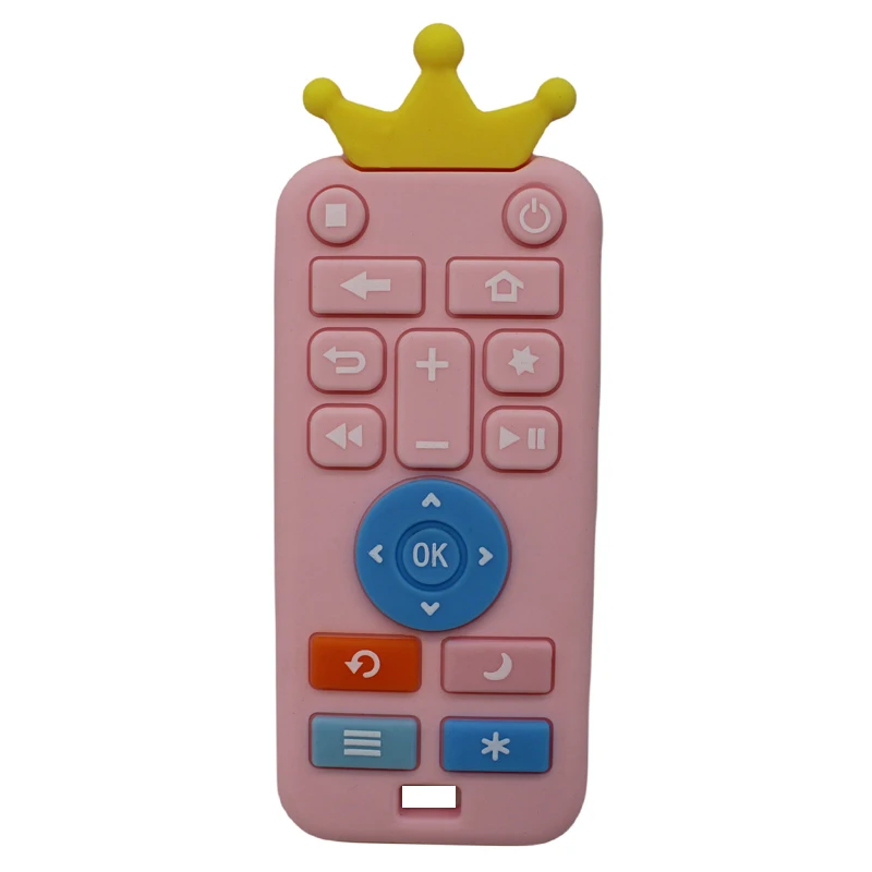 Baby silicone remote control teether baby anti-eating hand teething stick cartoon soothing teething toys cognitive teething toys