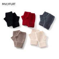 Вязаные перчатки из 100% мериносовой шерсти для мужчин и женщин, зимние теплые варежки без пальцев, унисекс