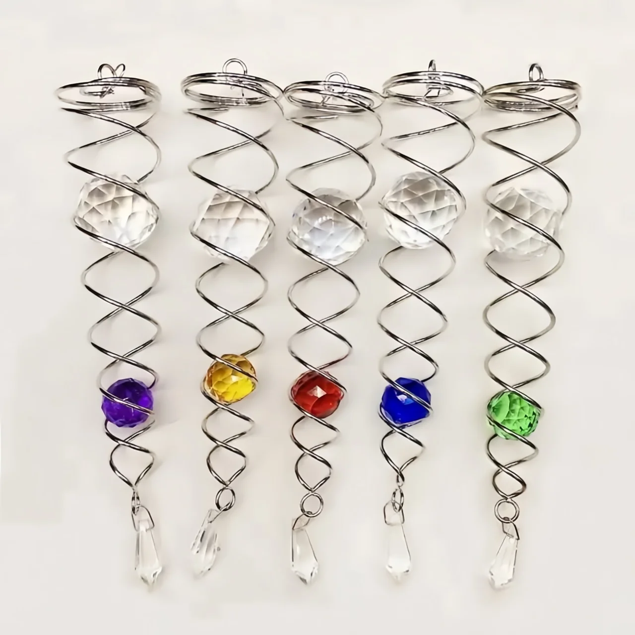 Garden Decration Wind Spinner Spiral Tail Twister Metal Decration Crystal Windmill Metal Tail Twister Spiral Outdoor Gazing Ball