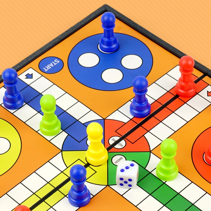 휴대용 루도 체스 백개먼 파티 게임 세트, 접이식 여행용 가족 어린이 파티 장난감