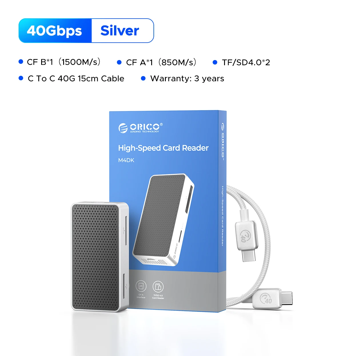 ORICO オールインワンカードリーダー 40 ギガバイト高速サポート CFA/B