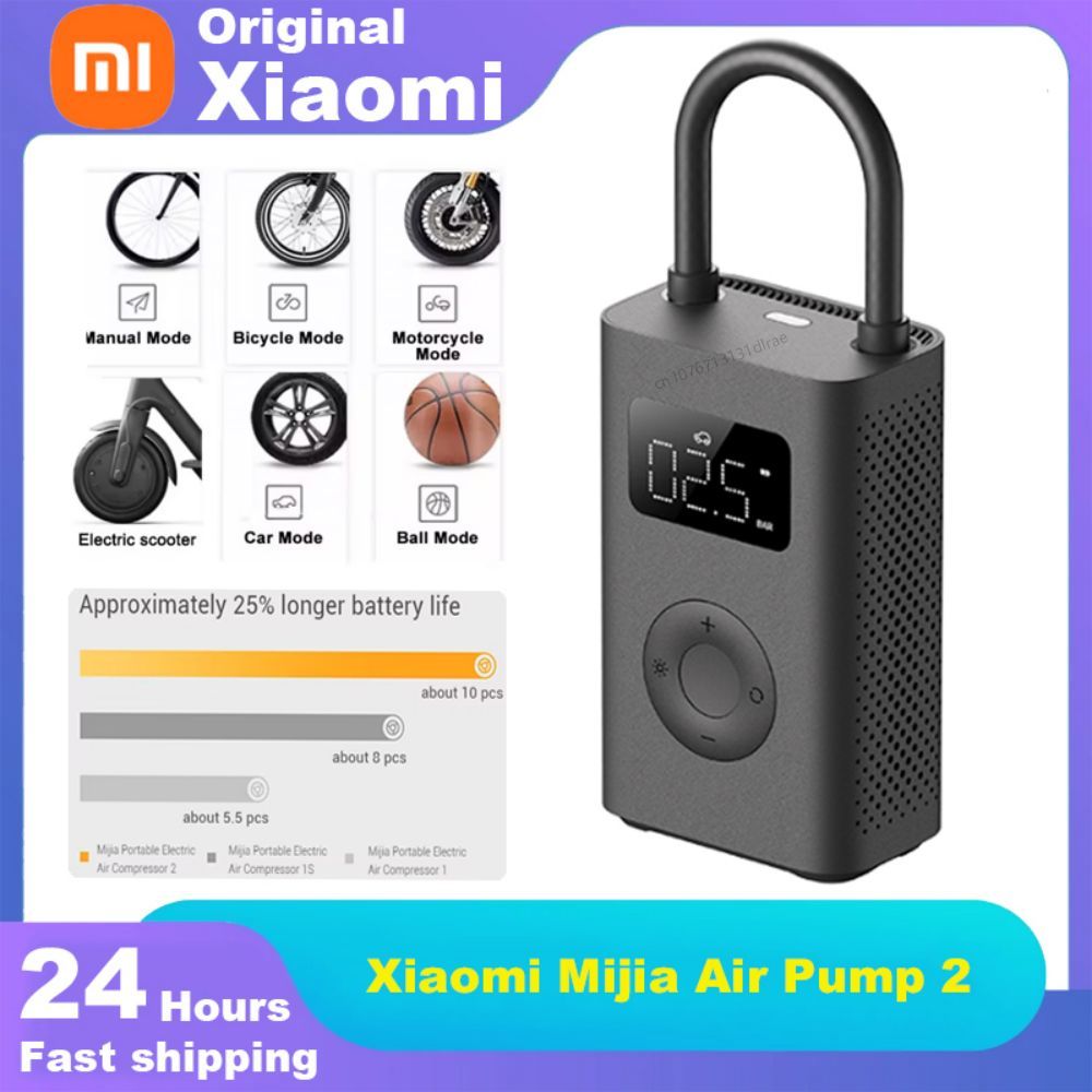 Xiaomi Mijia Air Pump 2 Mini Portable Electric Air Compressor Treasure 150PSI Type-C LED Multitool Xiaomi Inflator