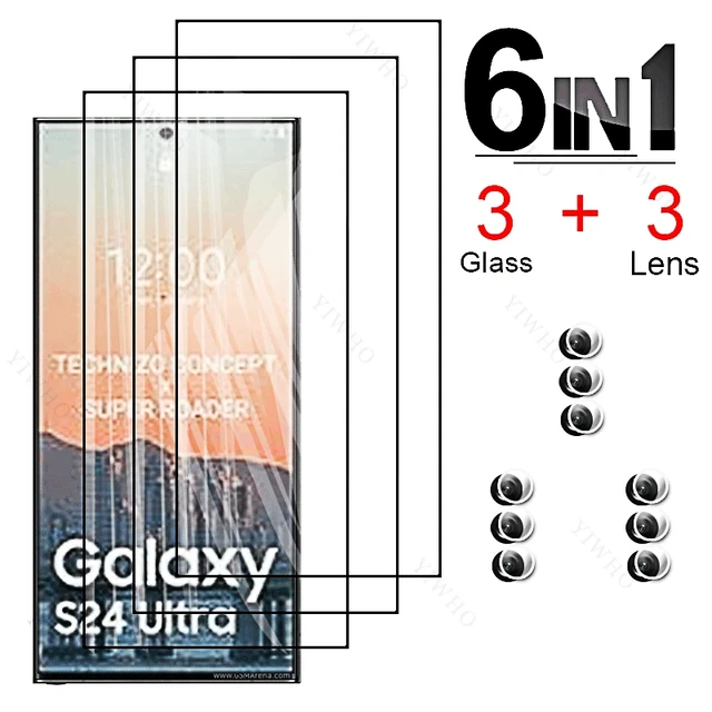 4in1 Tempered Glass Case For Samsung Galaxy S24 Ultra Protection Glass  Samung S24Ultra S 24 Plus 24Ultra Camera Screen Protector - AliExpress