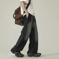streetwear men's oversize y2k black big boys jeans for man washed straight leg casual loose wide baggy pants Men trousers denim
