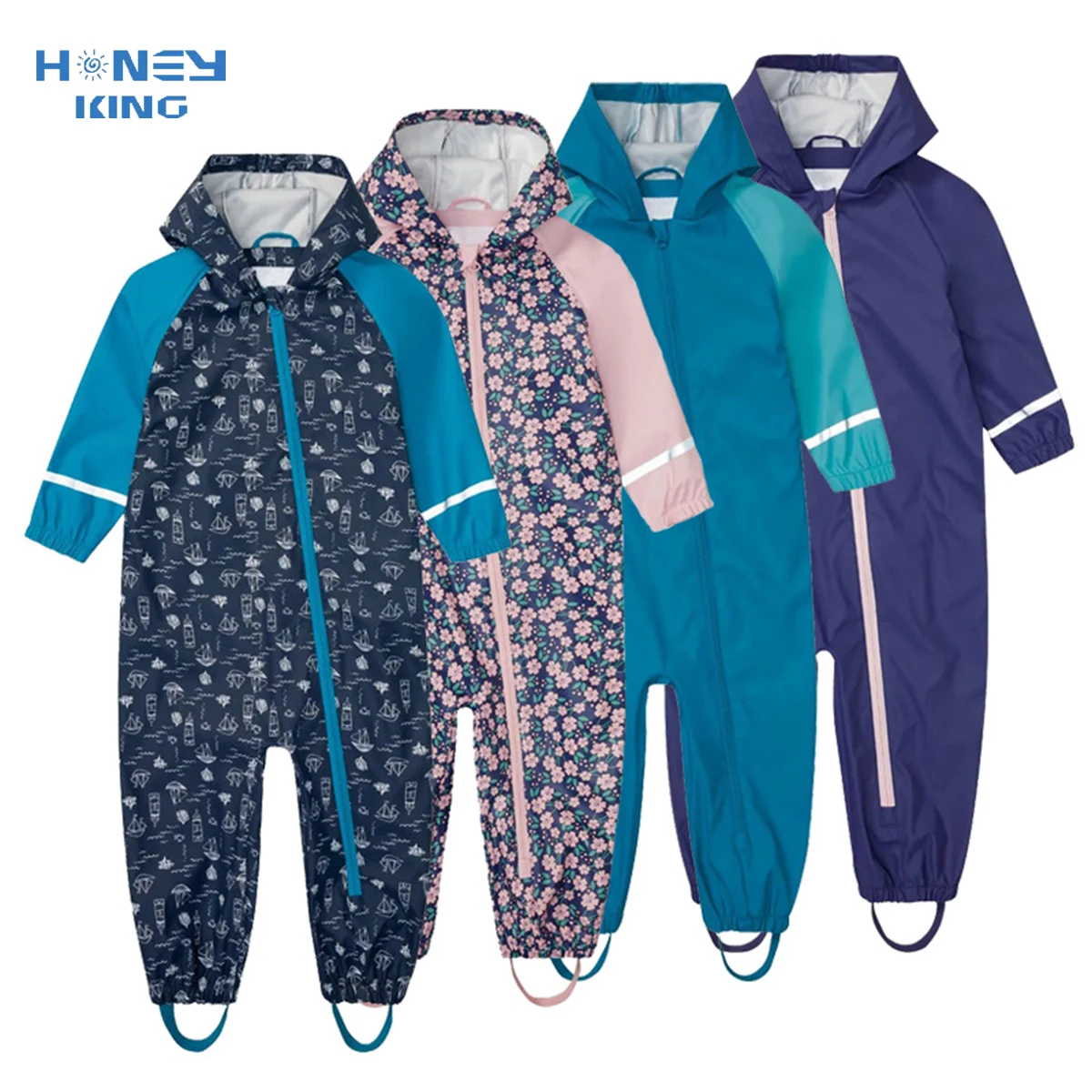 

Kids Jumpsuit for Girls Waterproof Overall Girls PU Rain Pants Children Raincoat Baby Hooded Rainwear For Boys And Girls Clothes