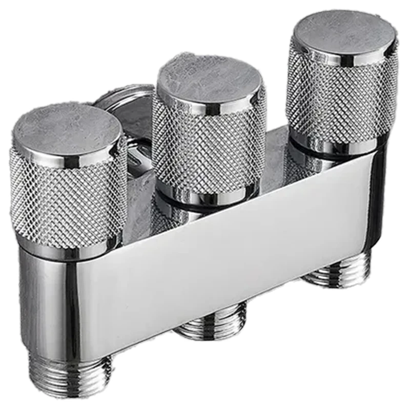 Brass One In Three Out Three Way Control Washing Machine Chrome/Gray Faucet Three Way Triangle Valve G1/3Mini