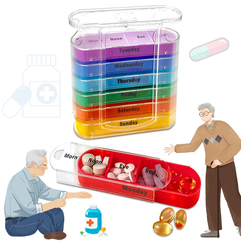 

Weekly Pill Organizer 28 Compartment Portable Color Pill Box Four Times A Day Medication Reminder Travel Medicine таблетница Hot