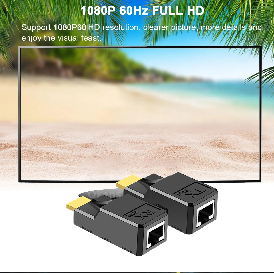 1080P HDMI Extender over Cat6 Ethernet cable to 60M HDMI rj45 Extension  Audio Video Sync Transmitter