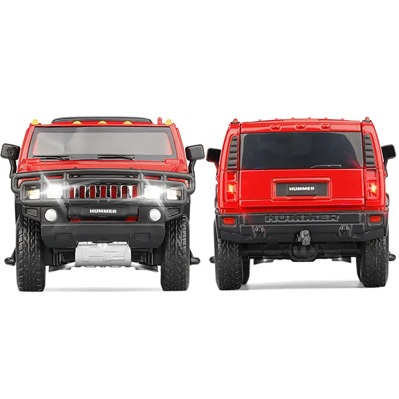 1/32 Hummer H2 SUV Off Road Toy Car JKM Diecast Metal Miniature Model Sound & Light Doors Openable Collection Gift for Kids Boy 6