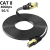 CAT 8 Ethernet Cable 40Gbps 2000MHz CAT8 RJ45 Network Lan Patch Cord Flat 10m 15m 20m 30m 50 ft 100feet for Modem Router PS 5/4