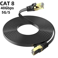 CAT 8 Ethernet Cable 40Gbps 2000MHz CAT8 RJ45 Network Lan Patch Cord Flat 10m 15m 20m 30m 50 ft 100feet for Modem Router PS 5/4