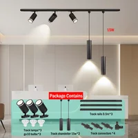 Track Light 85-265V gu10 Ceiling Track Lamp Rail Lighting System Set Rails Spot Clothing Shop Living Room Store Home Free bulb 1