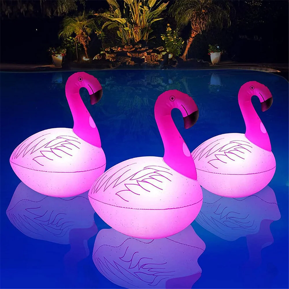 SolarPoweredFlamingoFloatingPoolLights16RGBColorsChangingLED