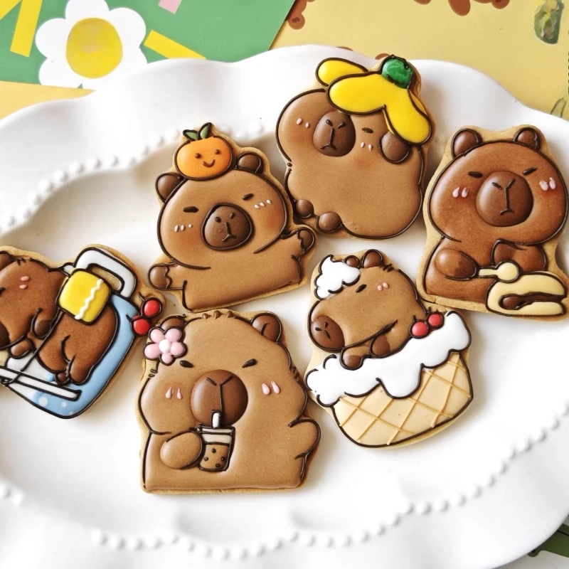 Cute Capybara Biscuit Mold Cartoon Animal Cookie Cutter and Stamps Fondant Cake Decoration Baking Tools Kitchen Gadget