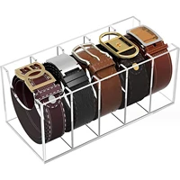 5 Grid Belt Organizer Box Transparent Acrylic Belt Display Case for Tie Bow Tie Women Men Belt Holder 1