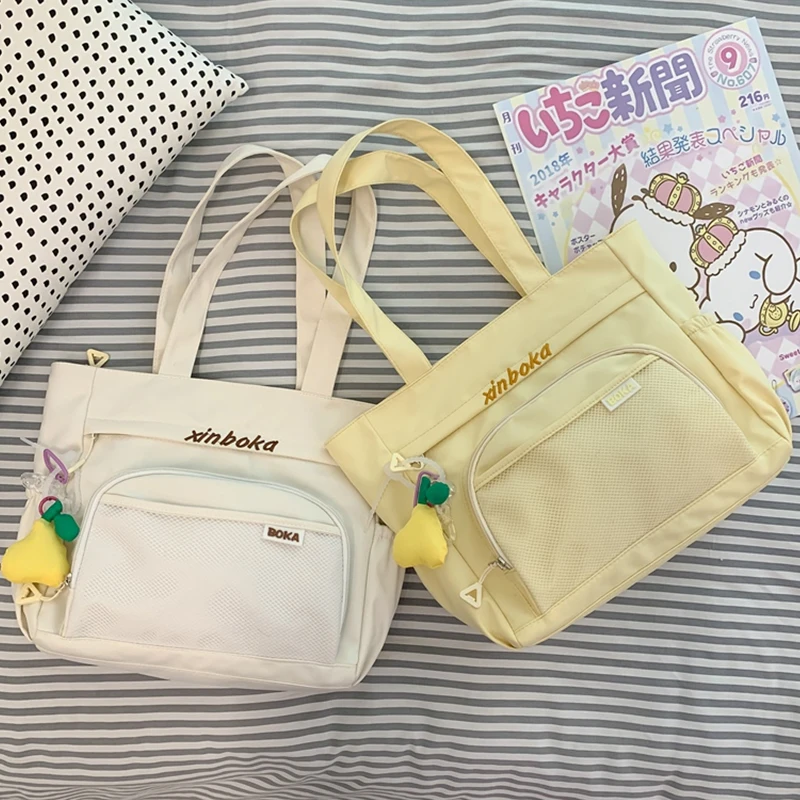 

2023 Multiple Pockets Canvas Shoulder Bag Large Casual Messenger Bag for Women Sac Student School Bags for Girls Crossbody Bags