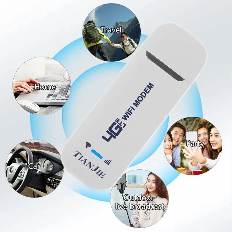 TIANJIE 150Mbps 4G WIFI Router USB Wireless Modem CAT4 Qualcomm Chipset Dongle Car Adapter With Sim Card Slot for IP Camera — view 5