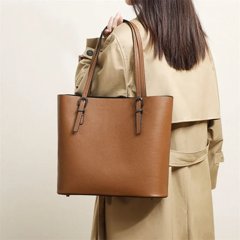

Большая женская сумка-тоут из натуральной воловьей кожи, модный саквояж на плечо, нишевая дизайнерская сумка для поездок