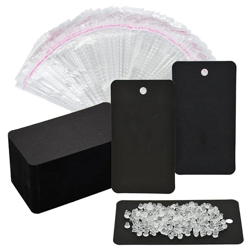 

100 Pieces Earring Card Holder Jewelry Display Cards 100 Pieces Self-Sealing Bags 200PCS Ear Backs for Jewelry Drop shipping
