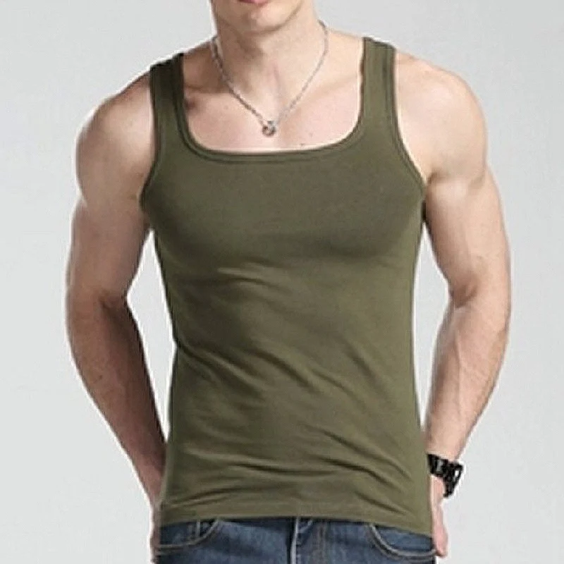 Summer Men Tanks Sleeveless Tops Men Muscle Vest Slim Fit Undershirts Fitness Clothing Solid Singlet Bodybuilding Stringer Vest