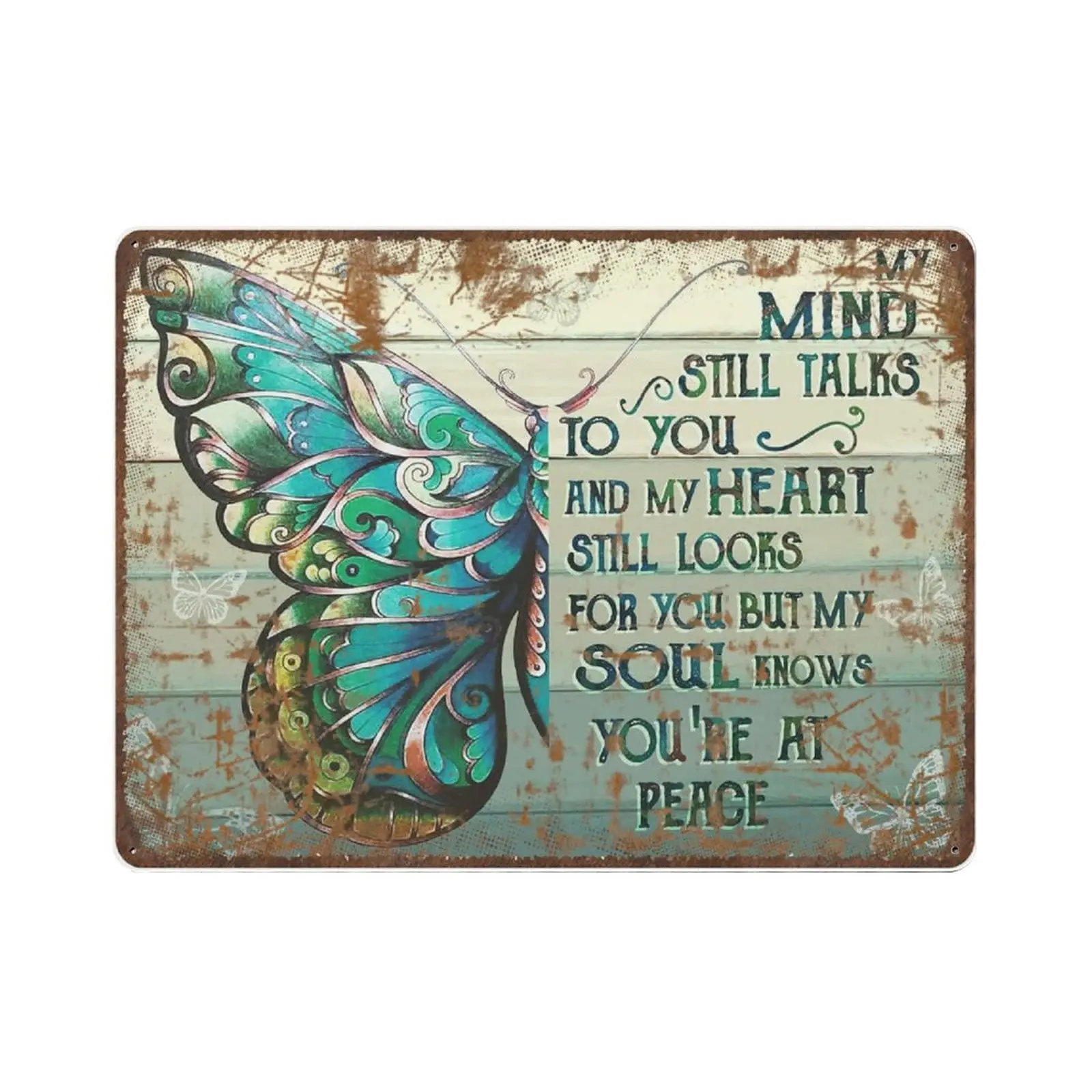 

Retro Thick Metal Tin Sign-Butterfly You are at Peace Tin Sign -Novelty Posters，Home Decor Wall Art，Funny Signs for Home/Kitchen