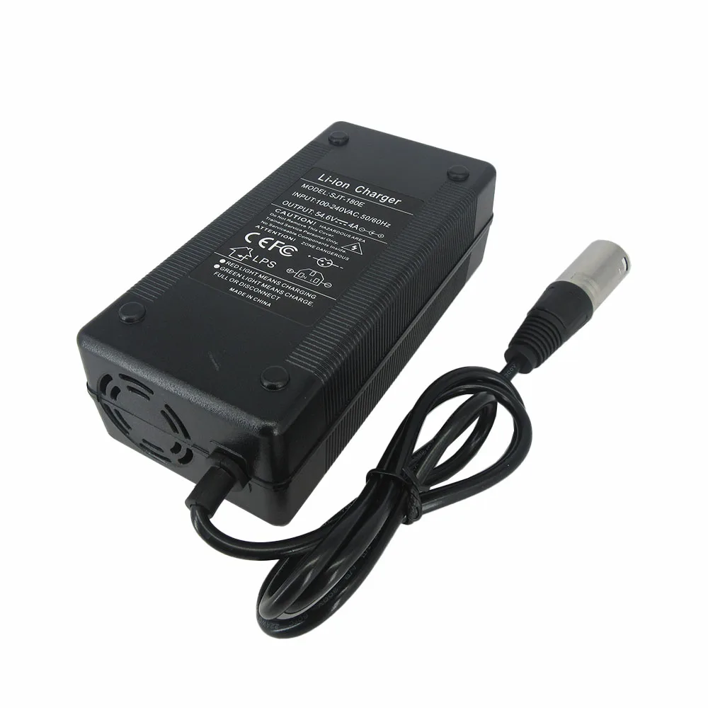Charger Adapter Battery Charger Battery Charger Adapter 48V 4A Li ion Charger 54.6V 4A XLR for 13S 48 Volt Lithium Battery Charger with fan XT60 DC GX16 Connector