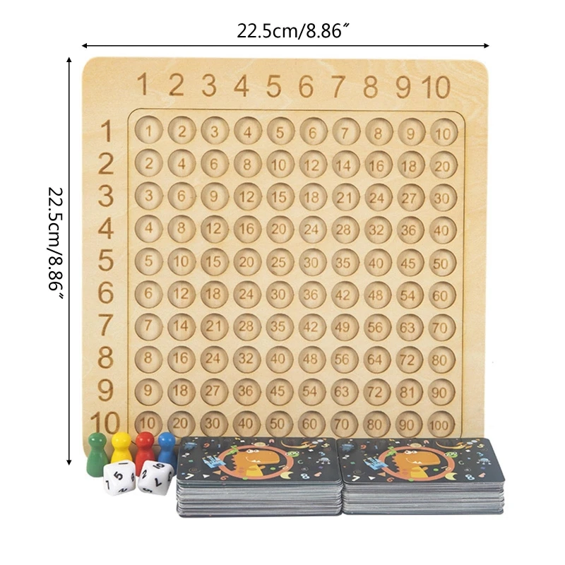 1 Set Montessori Wooden Arithmetic Math Board Toy Multiplication 9X9 Sensory Enlightenment Competitive Puzzle Kids Favor Gift