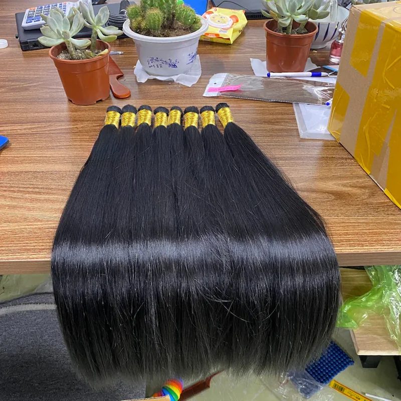 Bone Straight Bulk Hair For Braiding Raw Indian Hair Bundles No Weft Bulk For Braiding Human Extensions