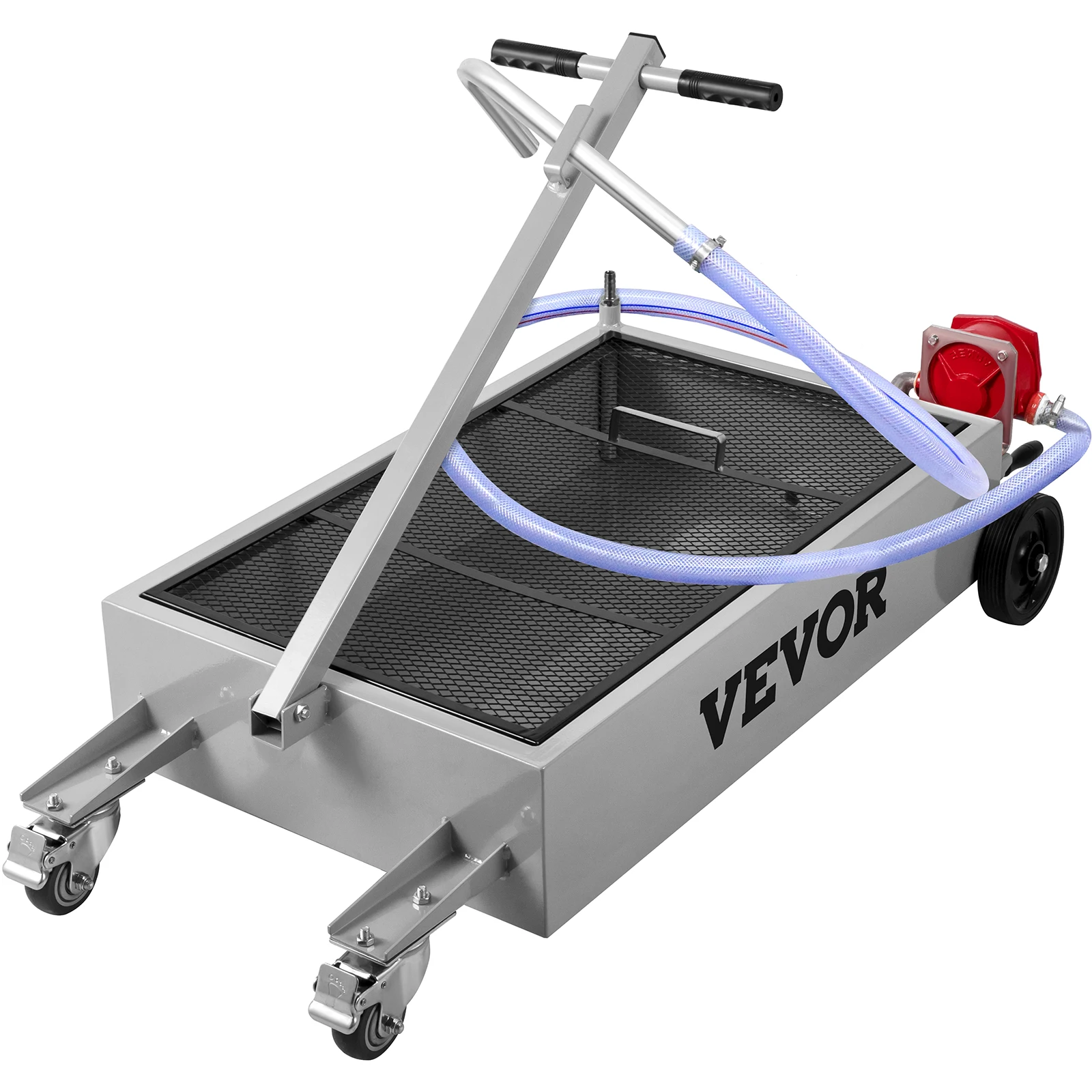 VEVOR 15 Gallon Oil Drain Pan Low Profile Oil Drain Tank Foldable Hand with Pump Swivel Casters for Car SUV Trucks Draining