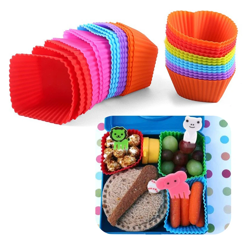 Bento Divider Cup 3Pcs Easy Clean Mould Reusable Cake Mold Dessert Sushi Separate Storage Accessories Food Lunch Box Liner