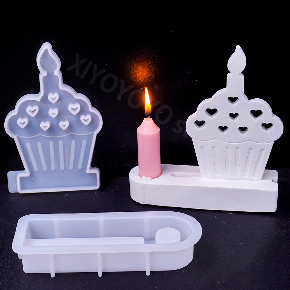 DIY Cake Candlestick Silicone Mold Handmade Birthday Cake Candle Holder Craft Gift Plaster Resin Mould Cement Molds Home Decor