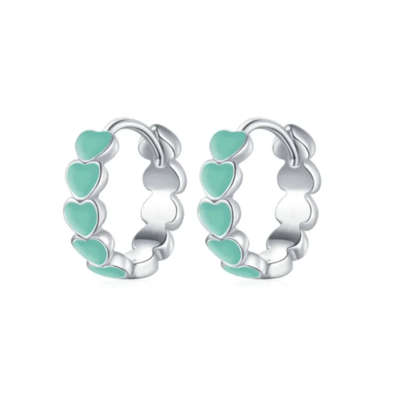 Silver Color Love Heart Hoop Earring for Women Elegant Trendy Huggies Jewelry Accessories Daughter Birthday Gifts