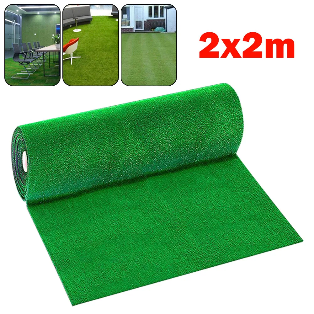 2M Artificial Grass Carpet Green Fake Synthetic Garden Landscape Lawn Mat Turf Artificial Lawns Children Playing Mat Decoration
