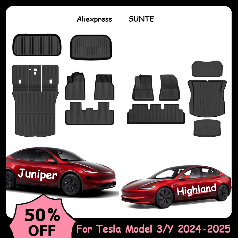 Tappetini 3D In Gomma Per Tesla Model Y 2020-2025 - Set Completo Con Tappetino Per Frunk, Bordo Alto, Antiscivolo - 5