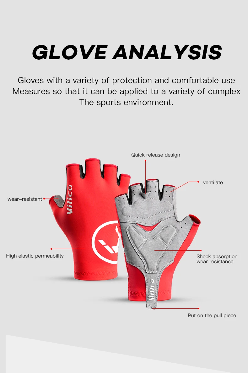 Description Picture 3 of itemBreaking Wind Cycling Half Finger Gloves Anti-slip Bicycle Mittens Racing Road Bike Glove MTB Biciclet Guantes