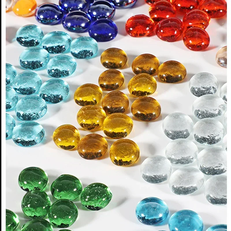 Glass Mosaic Tiles DIY Mosaic Supplies 80g/2.82oz 15-25mm Translucent Glass Beads Flat Round Mosaic Tiles For DIY Art Crafts Material