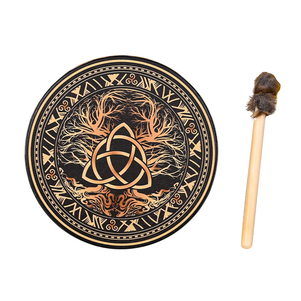 Alchemical Moon Drum Handmade Crafts Fashion Shaman Drum Tree of Life Sound Healing Tool for Spiritual Music Meditation