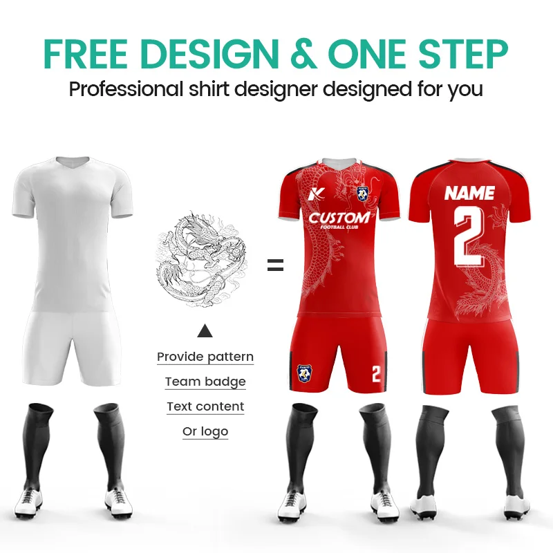 Sublimation Football Jersey Sets Breathable Football Uniform Club Team Soccer Jersey Set Training Soccer Uniforms for Men