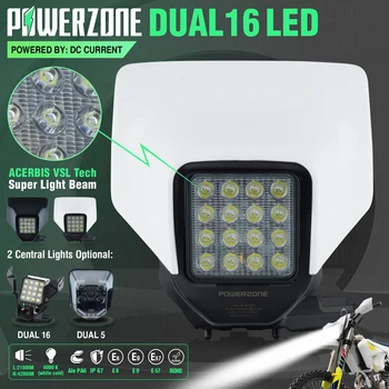 PowerZone 오토바이 LED 헤드라이트 전조등 라이트, 슈퍼모토 페어링, Husqvarna FC TC FE TE MX 더트 바이크 Enduro LED 헤드라이트