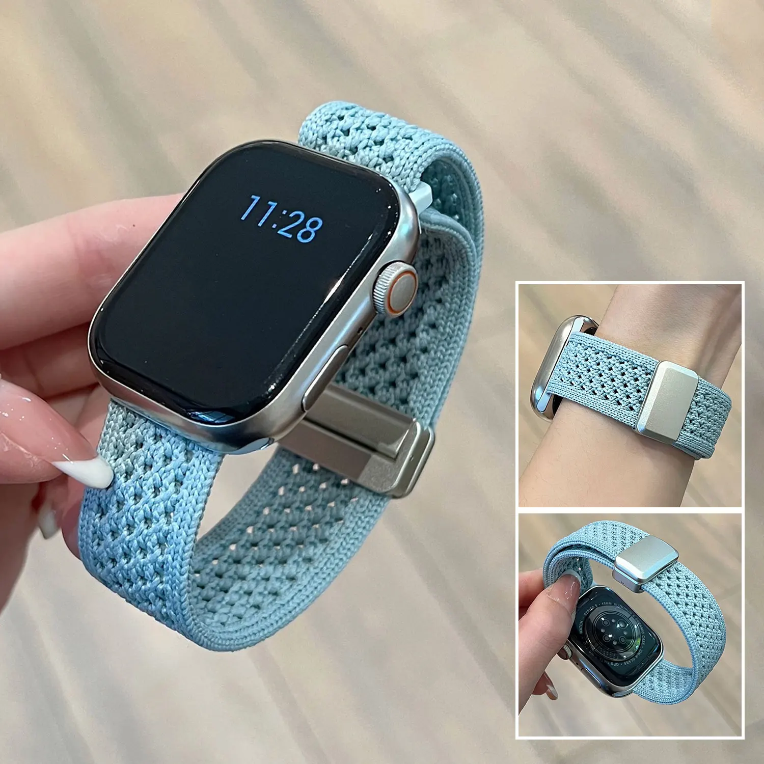 Atmungsaktives Nylonarmband für Apple Watch 44-mm-Armband Ultra 49 mm S10 46 mm 42 mm 45 mm 40 mm 41 mm 38 mm Hundert-Armbänder für IWatch-Serie – Detail 8