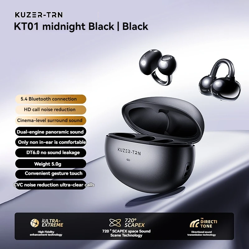 Cooler Bluetooth Headset Ear Clip Bone Conduction Concept Wireless Sports Running Noise Reduction Non-In-Ear Kt01 Voice of Berlin 720 &deg; Panoramic Sound Effect Three-Band Directional No Sound Leakage
