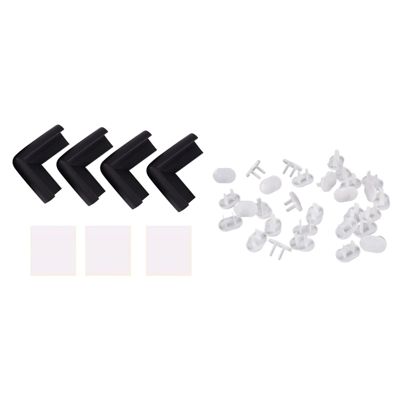 

4 Pcs Child Baby Safety Desk Guard Corner Protector & 50 Pcs Anti Electric Shock Plugs Protector Cover Cap