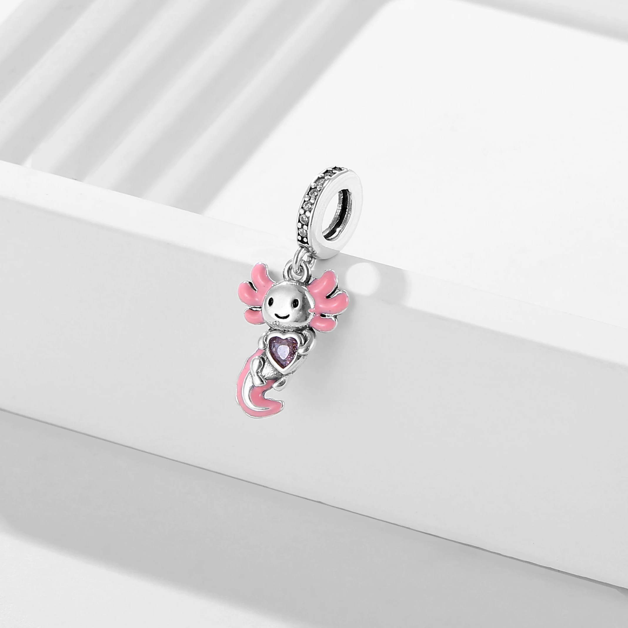 FC Jewelry Fit Original Charm Bracelet 925 Silver Animal Mexico Axolotl Hold Heart For Making Women Daughter Teens Berloque DIY 4
