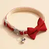 Bow Collar Solid Color Bowknot Puppy Chihuahua Adjustable Cats Accessories Safety Bell Tie Bow Buckle Pets with Collar New 5